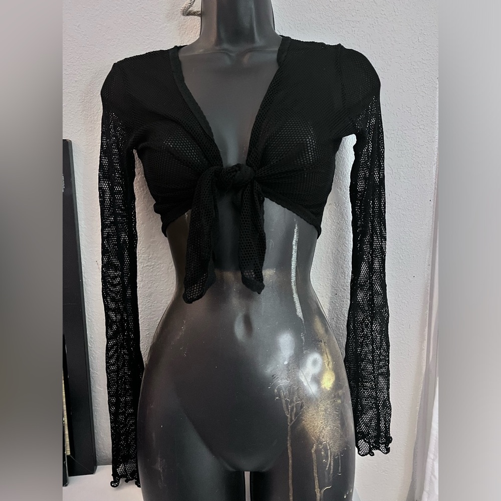 Morbid threads fishnet front tie, bolero shrug